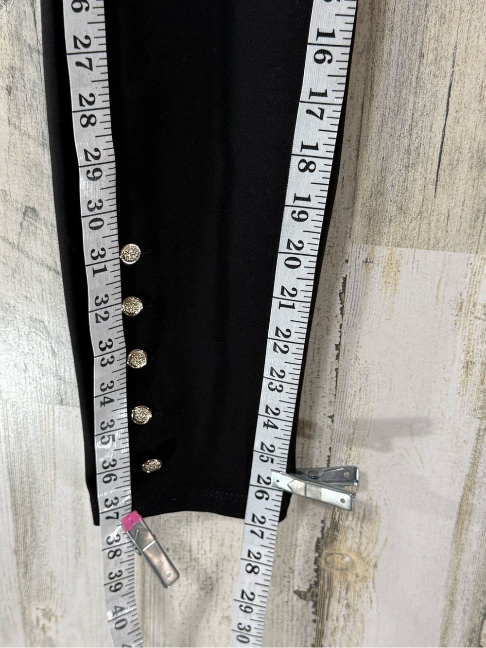 White House Black Market Black Ponte The Leggings with Gold Ankle Button Accents - Picture 4 of 16